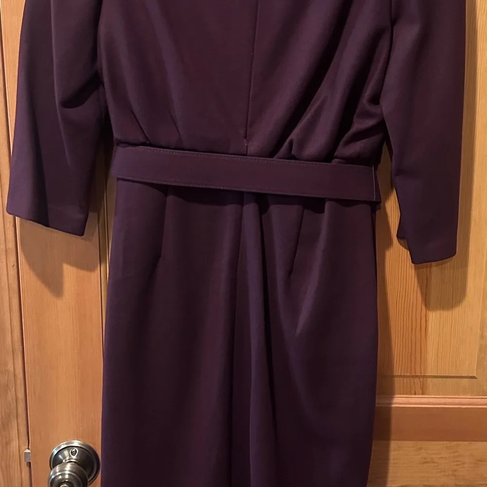 Badgley Mischka Wine Midi Dress Belted High Neck Elegant Cocktail size 10 NWT - Picture 8 of 11